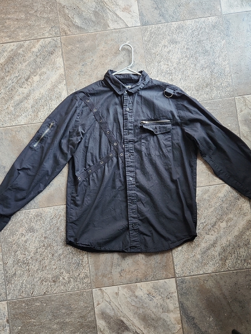 Hot Topic Black Lightweight Utility Shirt Jacket with Hardware Accents